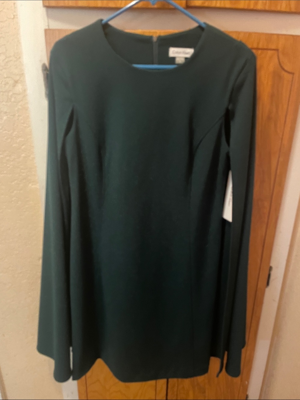 Calvin Klein Dark Green Long-Sleeve Shift Dress